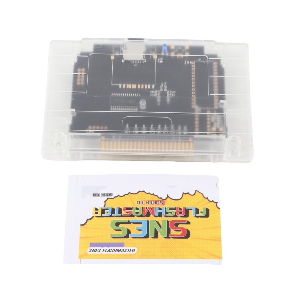 3000 in 1 V1.0 Game Cartridge with 8GB Memory Card for SNES Console, Supports FAT16 FAT32 File System, Automatic Save Function, Compatible with USA SNES Systems (Transparent White)