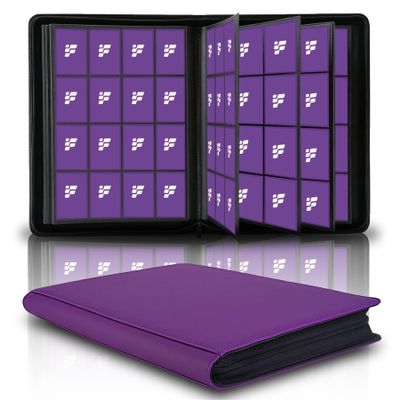 1000+ Pockets Trading Card Binder, 16 Pockets Trading Card Binder Ringless Side Loading Trading Card Album Folder for TCG,MTG,Sports Cards(Purple-1)