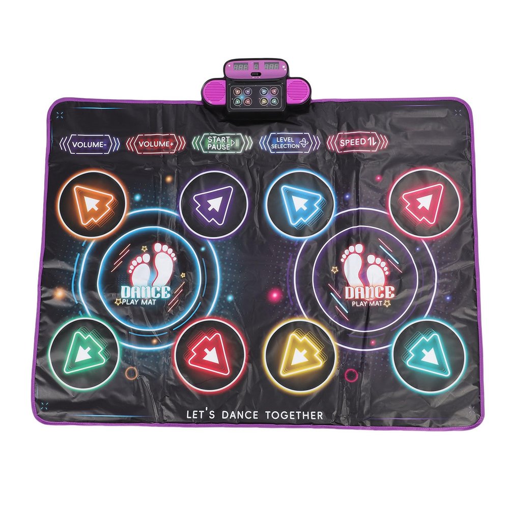 Luocute Double Dance Mat, Wireless Bluetooth Electronic Dance Pad with Built in Lighting Effects and Puzzle Games, Dual User Play Mat for Kids Adults Family