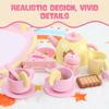 Wooden Tea Party Set for Girls, 16 Pcs Pink Pretend Play Tea Set view 2