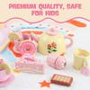 Wooden Tea Party Set for Girls, 16 Pcs Pink Pretend Play Tea Set view 3