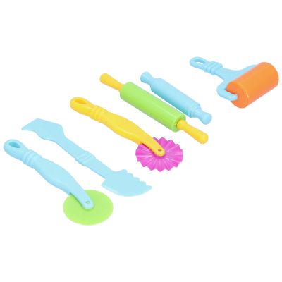 AYNEFY 6pcs Clay Dough Tools Kit Colorful Plastic Dough with Rolling Pin and Spatula for Toddlers Creativity and Sensory Play