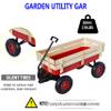 (Local Shipping Outdoor Sport Wagon Utility Cart with Wooden Side Panels & Air Tires, Heavy Duty 176LBS Capacity (Red1, Metal) view 4