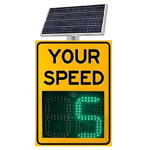 Solar-Powered LED Radar Speed Display Sign - Durable Aluminum Traffic Feedback Warning Board, 23.62"x35.43" Road Safety Alert, Speed Monitoring Device for Enhanced Traffic Control