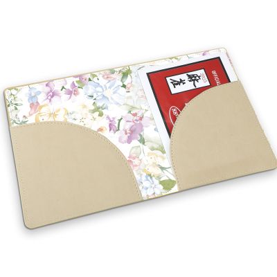 AmazingSpark Mahjong Card Sleeve, 11.25 x 7 Inches Large Folio Holder with Elegant Floral Print Lining for Mahjong Scorecard Cards Protective Cover Mahjongg Accessories(Champagne,Flower)