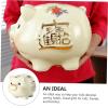 8 Inches Ceramic Piggy Bank for Boys and Girls, Chinese Unique Coin Saving Box Home Office Decoration view 4