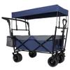 Heavy-Duty Collapsible Wagon with Push Handle, All-Terrain Wheels, and Canopy for Outdoor Transport, Camping, Gardening, and Shopping (Dark Blue + Steel) view 2