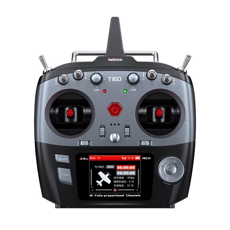 Remote Controller T16D with Receiver for Helicopters Fixed-Wing Aircraft RC Cars and RC Boats Supports 2.4G ELRS Modules Supports Multiple Languages