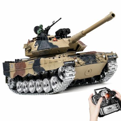 AoreSpty Remote Control Tank 1:18 Leopard 2A Military Toy | Metal Tracks | Air Pressure Bullets | 320-Degree Turret 2.4GHz RC Toy Tank Boys Ages 8+ Gift