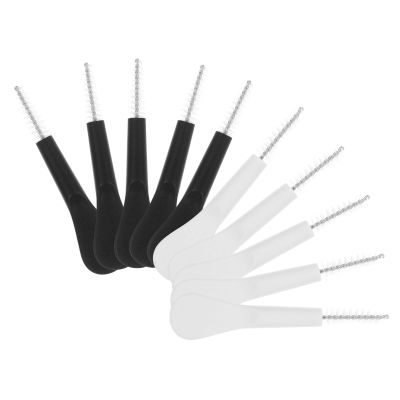 Angoily 10pcs Mini Cleaning Brush Set for Crevices and Water Bottles, Handheld Small Soft Bristle Brushes for Keyboard, Cell Phone, and Household Detail Cleaning, Black White