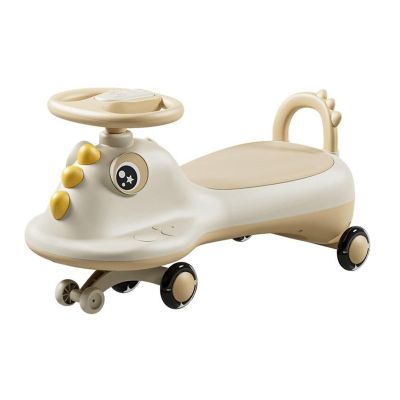 Wiggle Car Sliding Wiggle Car Ride On Push Car with Storage Seat Music Light Anti-Rollover, Toys for Indoor Outdoor(Yellow,Flash Wheel)