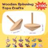 DoubleFill 100 Pcs Bulk Back to School Student Gifts, DIY Unfinished Wooden Spinning Tops for Kids Back to School Craft Kit Teacher to Student Gifts Art Supplies for Classroom Activities Party Favor view 2