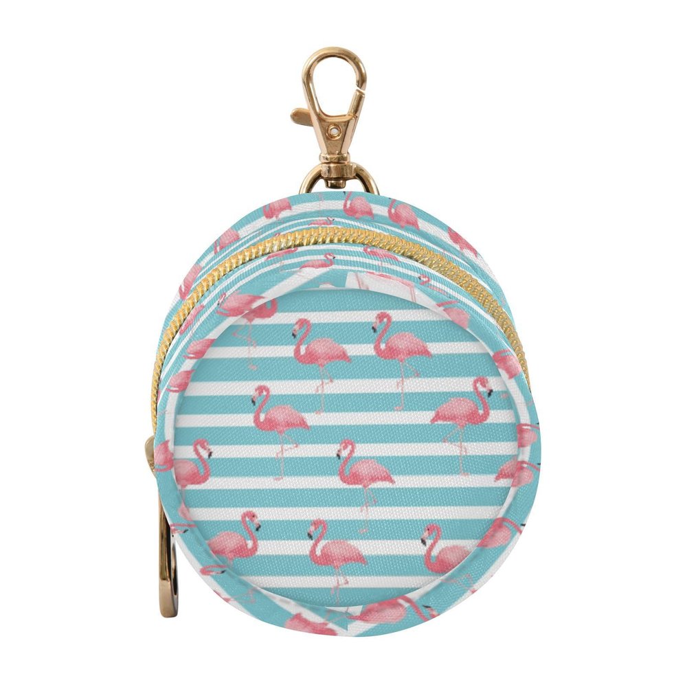 Flamingo Blue Stripe Print Pacifier Holder Case with Clip Pacifier Storage Case Baby Pacifiers Holder Portable for Diaper Bag Newborn Travel Essentials