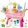 MeXYZ 2026 Upgraded Water Table for Toddlers 1-3, Kids Mini Play Sink Toys with Running Water & Electric Pump, Kitchen Sink Sensory Toy, Fishing Game Outdoor Water Play Table for Kids Ages 4-8, Pink view 1