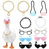 Aysatogc 12PCS 7inch Desk Goose Outfits Mini Porch Goose Accessories with Chain Collar and Sunglasses Fun Clothes Costume Set for Magnetic Goose Statue view 1