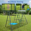 6 in 1 Kids Swing Set for Backyard with Climbing Ladder, Climbing Net, Glider, Hammock Swing, Belt Swing & Basketball Hoop, Heavy Duty Metal Outdoor Swing Set Playground for Kids Garden Yard view 2