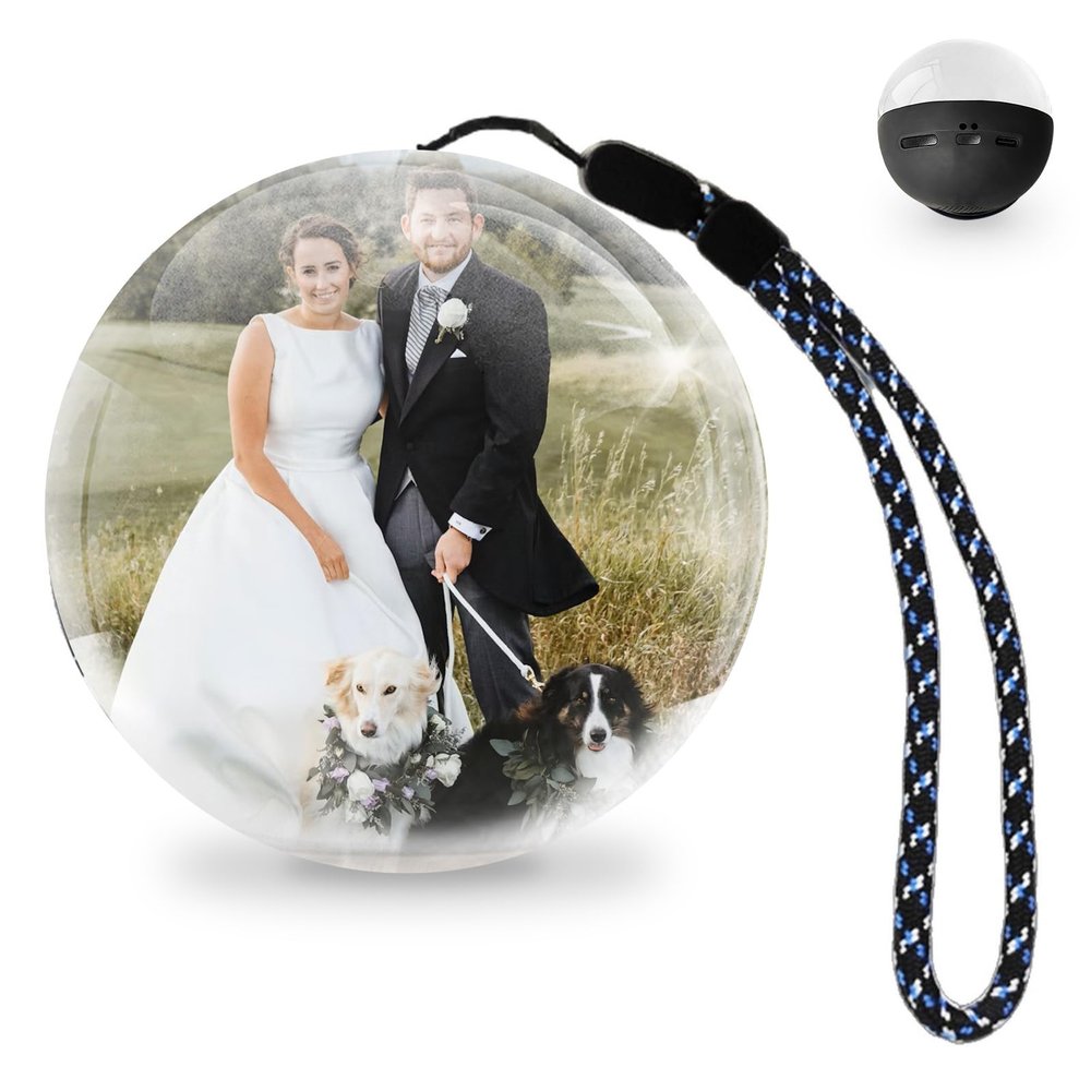LOCZAR Crystal Memory Orb, 2.8" Video & Photo Display Ornament, Rechargeable Decorative Keepsake, Personalized Gift for Birthday, Christmas (Black Orb)