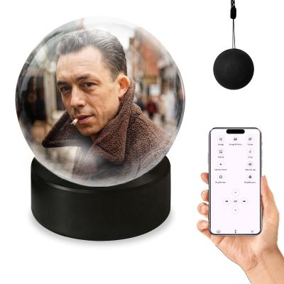 Loczar Upgrade Memory Orb Video Player, No App Crystal Sphere 3D Photo Display Ornament 2.7 In 4GB Built-in Dream Ball, Cordless Digital Light for Christmas Memorial Gift Baby Wedding (WIFI-Black Orb)