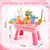 Kids Sand Water Table 4-in-1 Kitchen Sink Toy with Electric Water Pump, Faucet, Play Food Accessories & Fishing Set, for Boys & Girls Age 3+ (Pink-Cloud) view 3