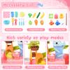 Kids Sand Water Table 4-in-1 Kitchen Sink Toy with Electric Water Pump, Faucet, Play Food Accessories & Fishing Set, for Boys & Girls Age 3+ (Pink-Cloud) view 4