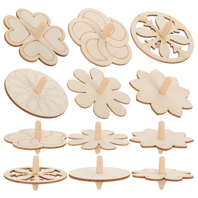 BESPORTBLE 18pcs Wooden Gyro DIY Painting Set, Creative Unfinished Spinning Tops Shapes, Educational Craft Supplies for s Art and Play