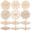 Beaupretty 18pcs Wooden Gyro for DIY Painting Set with Novelty Shapes Including Plum Blossom, Petal, Clover, and Nine-Pointed Star, Unfinished Spinning Tops for Creative Play and Preschool view 1