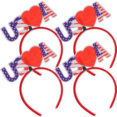 ARTIBETTER 4pcs Independence Day Patriotic Headband Hair Decoration for Women and Men, USA Flag Cosplay Hair Hoops for Party Celebration and Festival Accessories