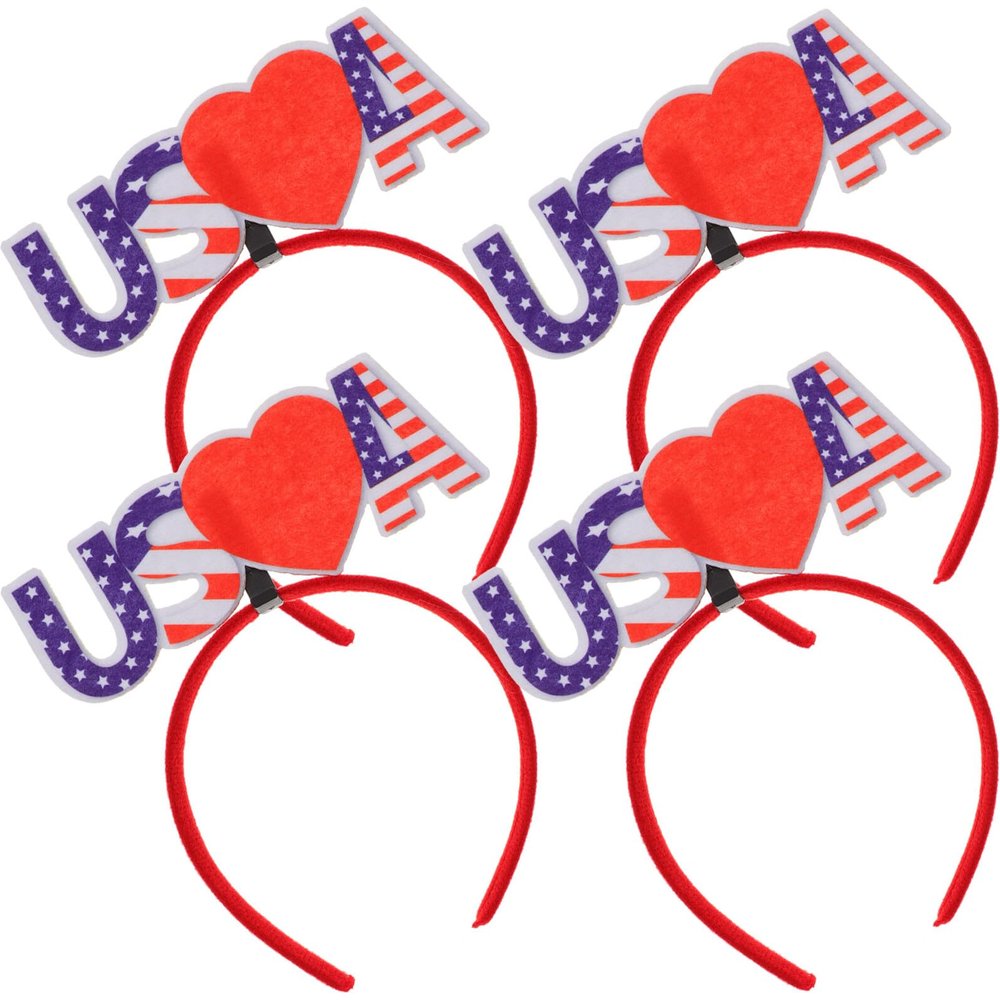 ARTIBETTER 4pcs Independence Day Patriotic Headband Hair Decoration for Women and Men, USA Flag Cosplay Hair Hoops for Party Celebration and Festival Accessories