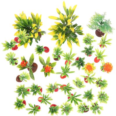 Operitacx 37pcs Sand Table DIY Model Set with Realistic Artificial Trees, Mini Plants, and Flowers for Fairy Garden and Diorama Scenery