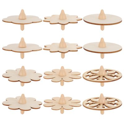 IMIKEYA 18pcs Wooden Gyro Unfinished DIY Painting Spinning Tops Set Creative Educational for Preschool Craft Activity