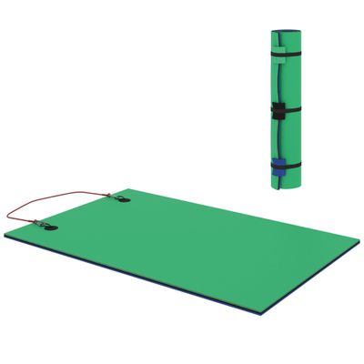 107.5x71.1x1.3in Green XPE Floating Mat Supports 484lbs Three-Layer Durability, Smooth Tanning Surface, Roll-Up Portability