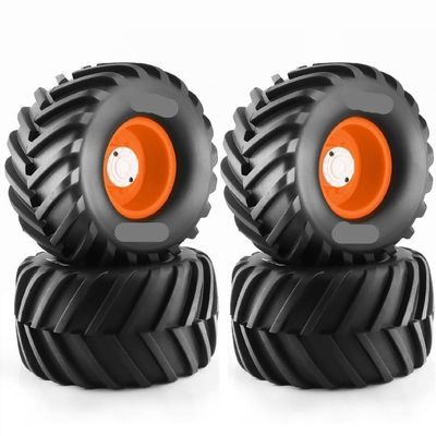 4pcs 135mm 1/10 Scale Tires and Wheels with 12mm Hex Compatible with Kyosho, HIMOTO, and Similar RC Models(Orange)