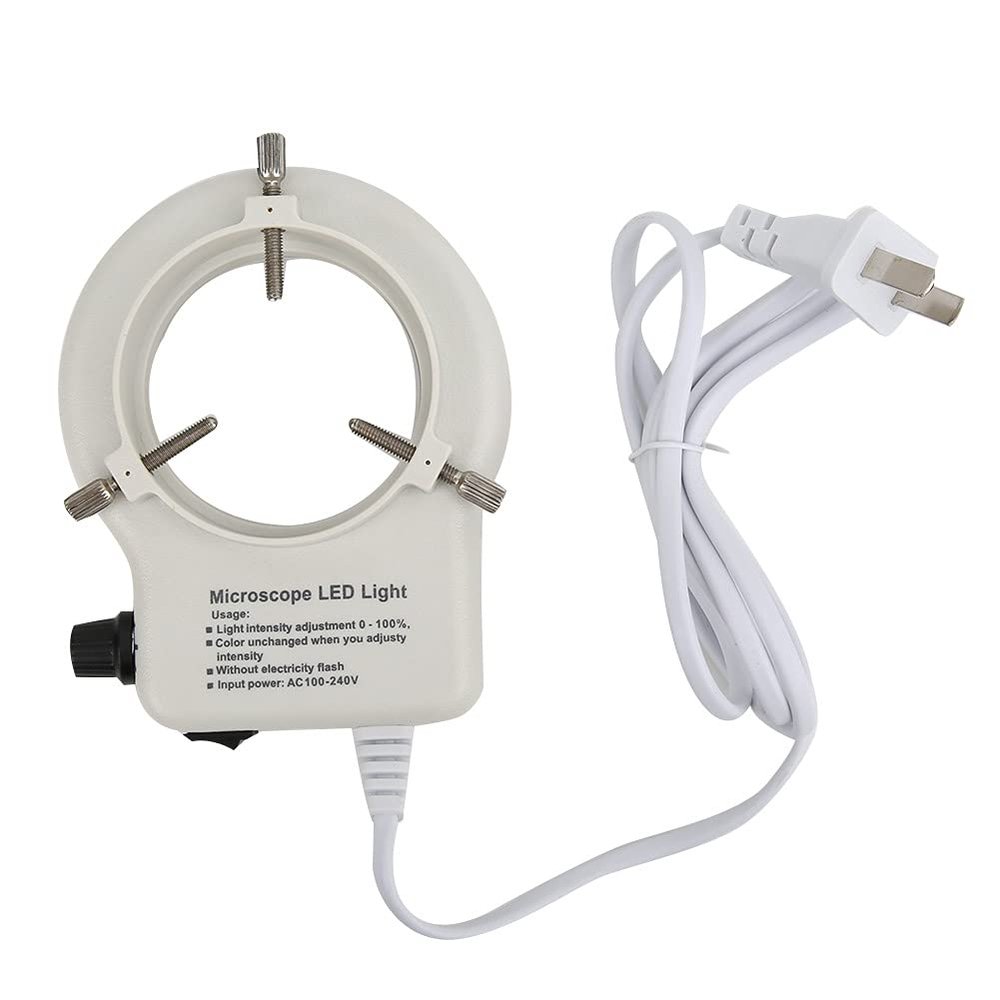 56 LED Microscope Ring Light Compatible with Stereo Microscopes and Industrial Cameras - Adjustable Shadowless for Uniform 360 Degree Lighting - Plastic Material - White Light