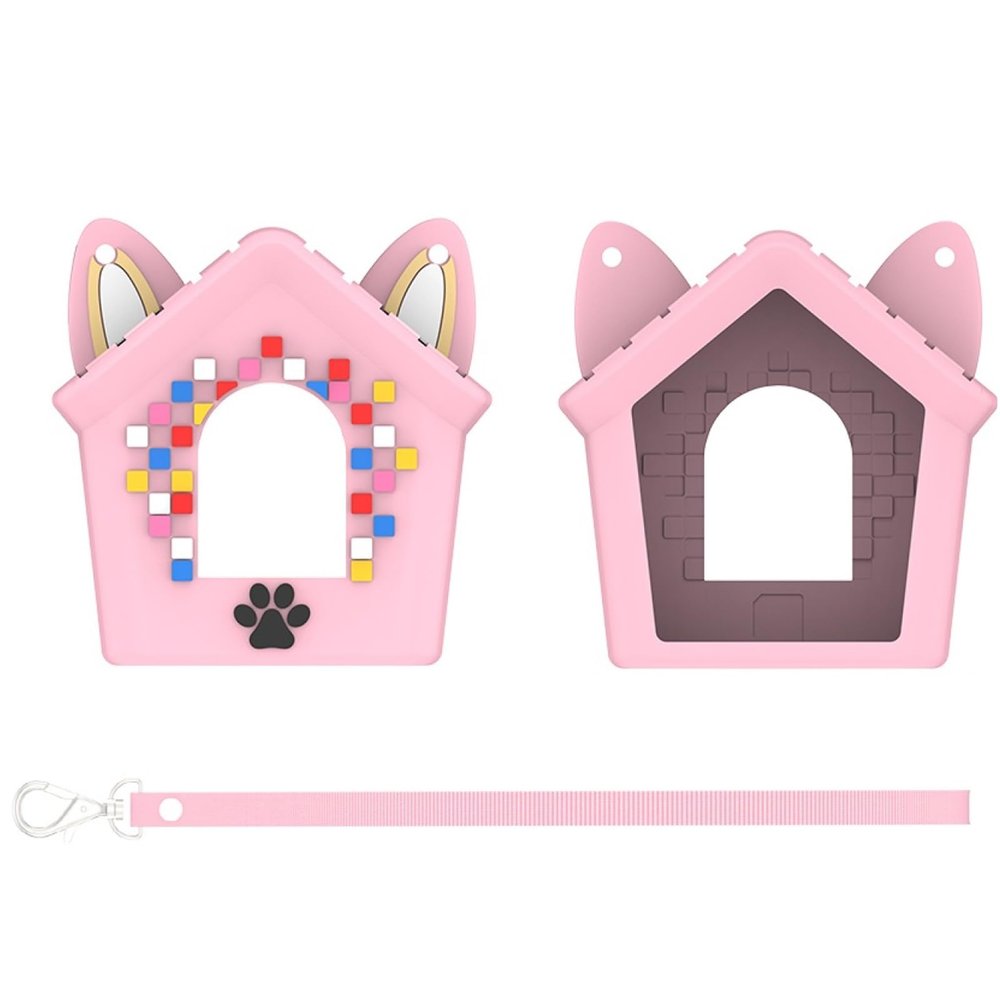 Silicone Cover Case for Bitzee Doghouse Interactive Toy, Protective Skin Sleeve with Lanyard Anti-Slip Anti-Scratch Protection for Bitzee Doghouse Electronic Pets Machine Case Accessories (Pink)