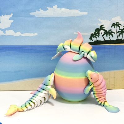 3pcs Articulated Sea Creature Fidget Toys, 3D Printed Manatee Dolphin Orca Ocean Animal Figures, Stress Relief Fidget Toy, Desk Decor - AM001- RAINBOW-3x
