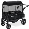 ELEMARA Stroller Wagon, 2 Seat Stroller for 2 Kids, Premium All Terrain Stroller for Kids w/Removable Canopy, Adjustable Push/Pull Handle, Large Storage Bag, Black view 1