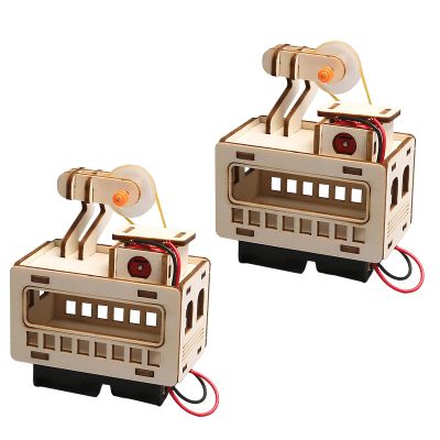 2 Sets Interactive Wooden Cable Car Model Set Educational Science Toy for Imagination and Logical Thinking Hands on Learning Toy