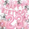 32PCS Pink and Silver Balloons, Number 23 Balloons, Pink Happy Birthday Balloons Banner Mylar Foil Letters, Birthday Decorations with Star Balloons, 23th Birthday Decorations for Women Men view 1