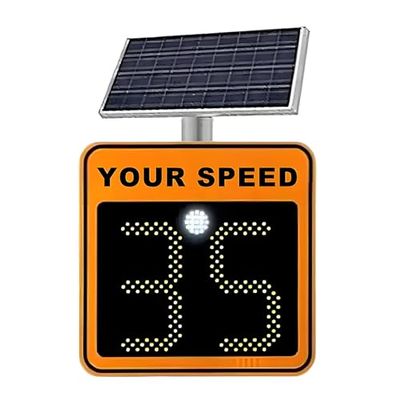 24" Solar Powered Radar Speed Display Sign | LED Digital Speed Limit Indicator | Flashing Radar Feedback Sign | Aluminum Road Warning Board with 3-Digit Display
