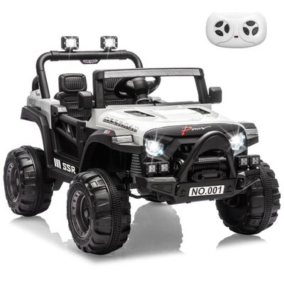 12V Kids Electric Vehicle Ride on Car with 2.4G Parent Remote, Safety Locking Doors, 3-Point Harness, LED Lights, Bluetooth & Spring Suspension-Electric Toy Car for Toddlers 3-5 Years, White