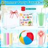 73 Pcs End of Year Student Gifts Pool Beach Party Favors 6 Set Party Gift Bag Stuffers Set with Handheld Fans Reusable Tumblers Mini Beach Balls Sidewalk Chalk Bag Card Summer Birthday Supplies view 2