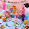 73 Pcs End of Year Student Gifts Pool Beach Party Favors 6 Set Party Gift Bag Stuffers Set with Handheld Fans Reusable Tumblers Mini Beach Balls Sidewalk Chalk Bag Card Summer Birthday Supplies view 3