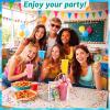 73 Pcs End of Year Student Gifts Pool Beach Party Favors 6 Set Party Gift Bag Stuffers Set with Handheld Fans Reusable Tumblers Mini Beach Balls Sidewalk Chalk Bag Card Summer Birthday Supplies view 4