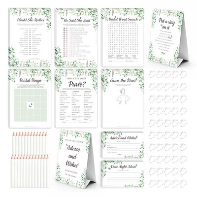 Diakos 8-in-1 Bridal Shower Games Set for 50 Guests, Floral Theme