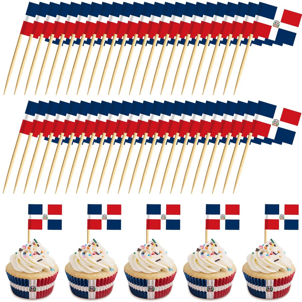 Domensi 500 Pcs Dominican Republic Toothpick Flag Dominican Party Decor