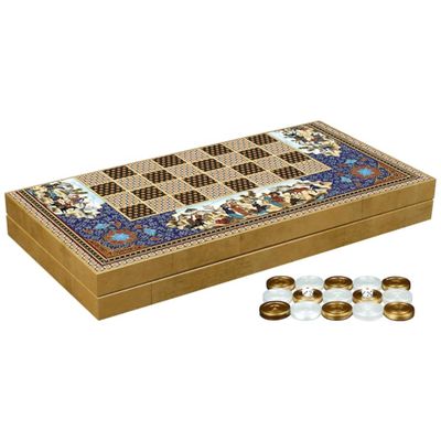 19.6 Inch Persian Khatam Backgammon Set Handmade Wooden Game Board Classic Strategy Game for Adults Gift Idea