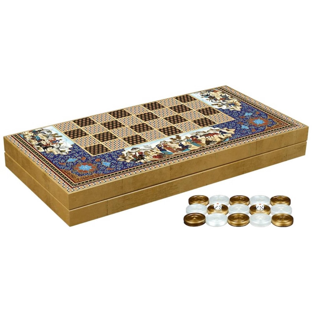 19.6 Inch Persian Khatam Backgammon Set Handmade Wooden Game Board Classic Strategy Game for Adults Gift Idea