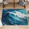 Waves Rugs for Boys Room, Ocean Area Rug 4x5, Waves Ocean Oil Painting Outdoor Rug Washable & Non Slip Carpet for Home Decor view 1