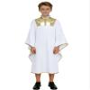 JEATHA Kids Boys Batwing Sleeve Metallic Praise Dance Costume Judge Robe Choir Church Liturgical Worship Gown White 14 Years view 2