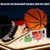 2026 Basketball with Sport Sneaker Micro Building Block Set, 3D Realistic Basketball Luminous Red-black Shoe Crystal Stand STEM Bricks, DIY Educational Ball Birthday Day Gift for Teen, Adult(3091PCS) view 2
